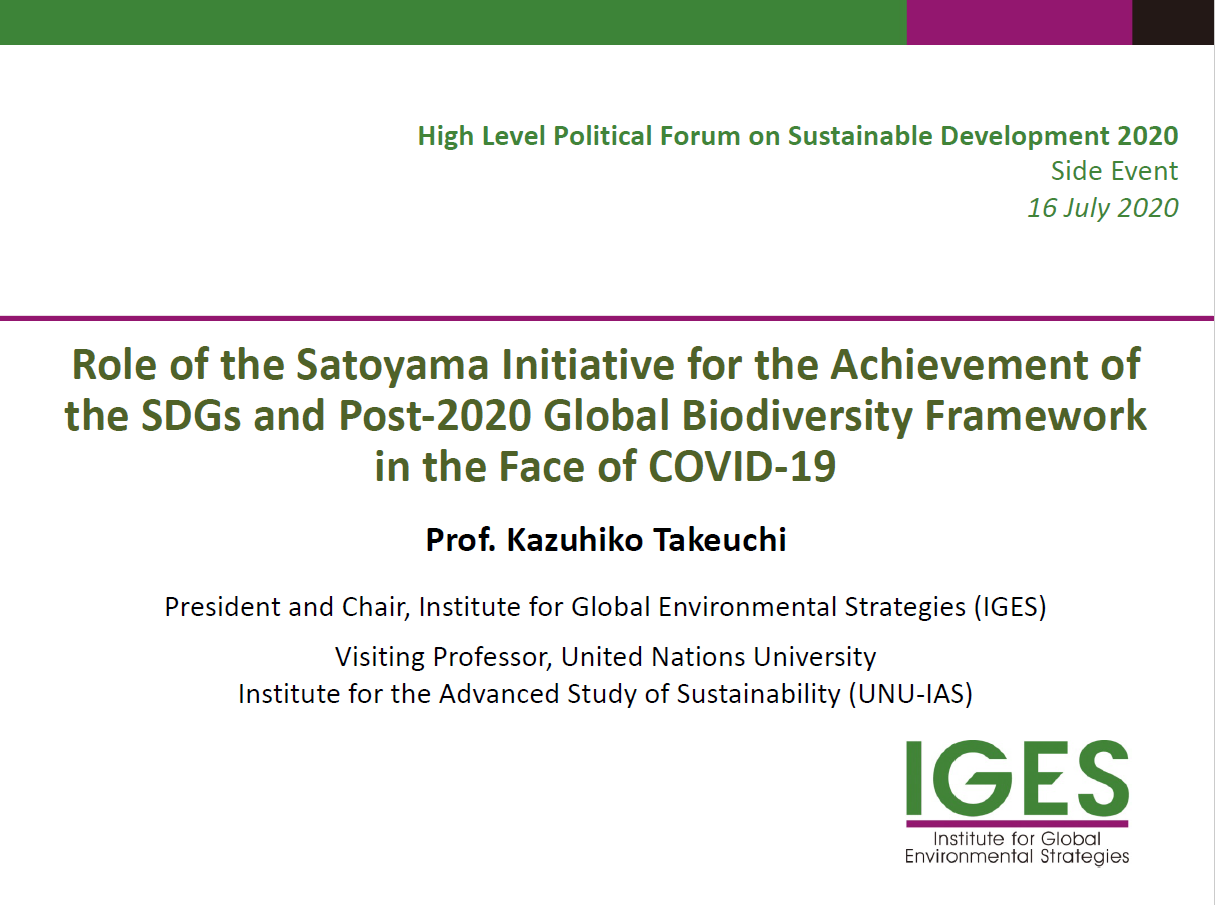 SATOYAMA Initiative presentation @HLPF2020 side event