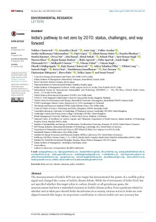 India's pathway to net zero by 2070: status, challenges, and way forward
